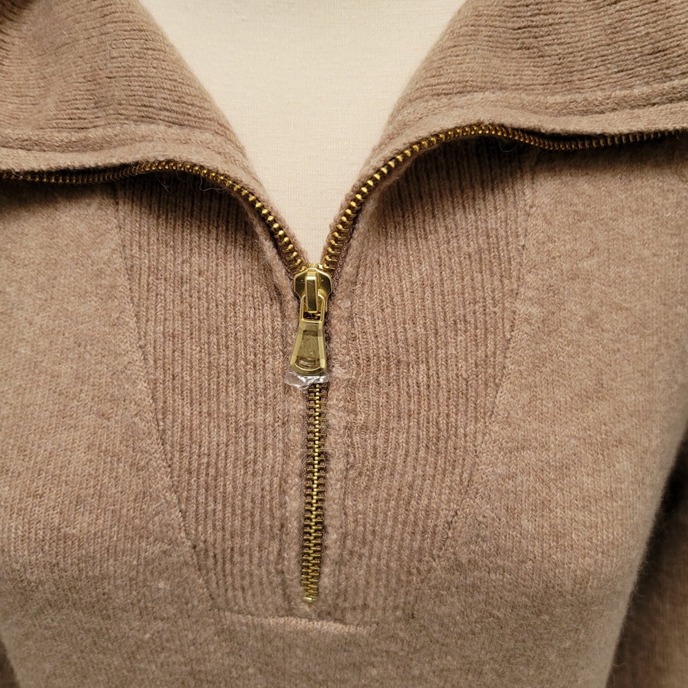 NEW J. Crew Half Zip Sweater Midi Dress Supersoft Yarn Tan sz S, M - Picture 4 of 12